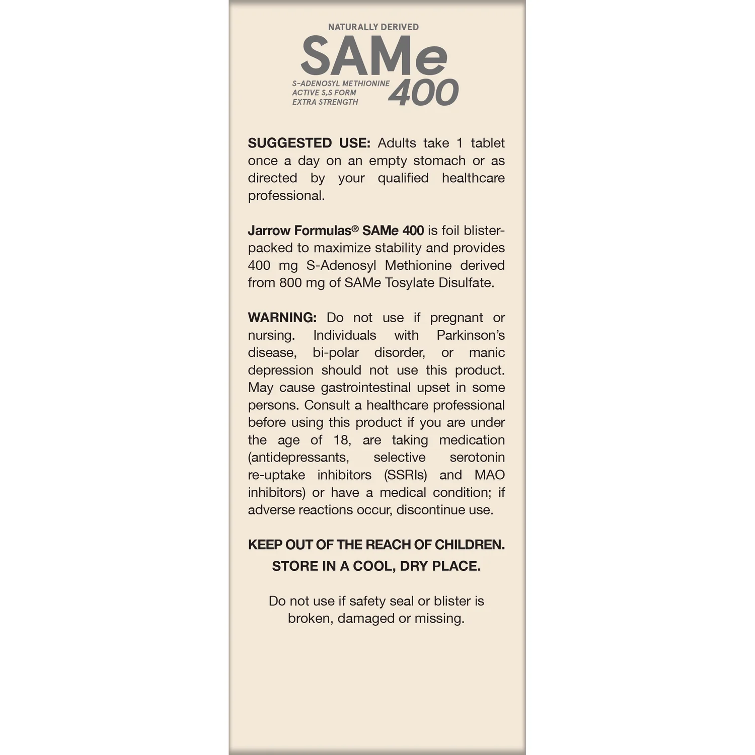 Vegan Naturally Derived SAMe 400 Extra Strength - Image 3