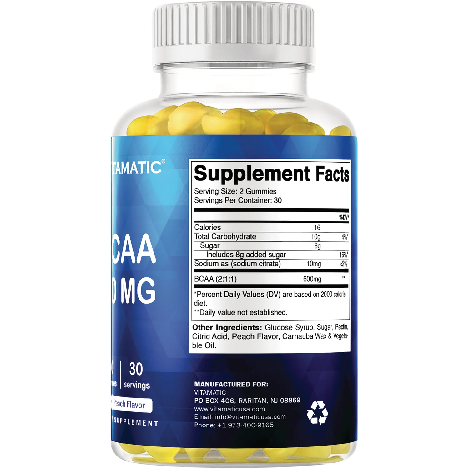 BCAA 600 MG Gummies - Peach - Image 2